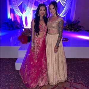 Nude and Gold Embroidered Lehenga